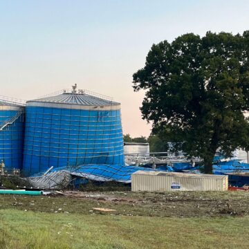 Tank collapses at anaerobic digester plant