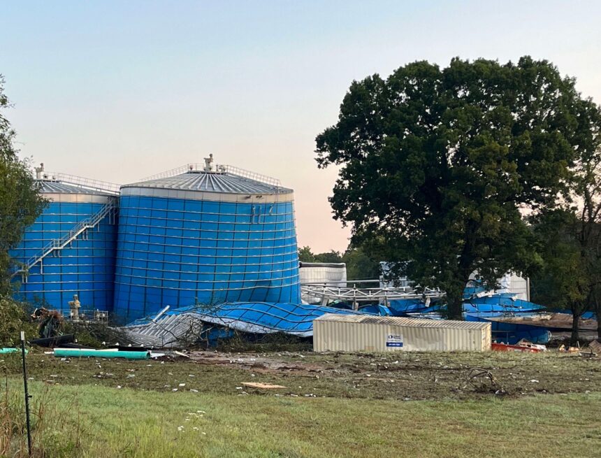 Tank collapses at anaerobic digester plant